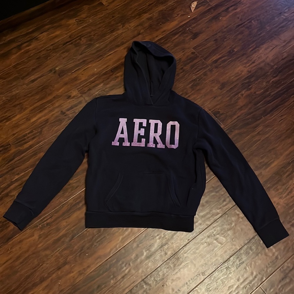 Kids Hollister Hoodie Medium Navy Blue with Sparkle Logo